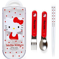 Sanrio Original Bento Lunch Cutlery Set Spoon Fork Chopstick - Hello Kitty