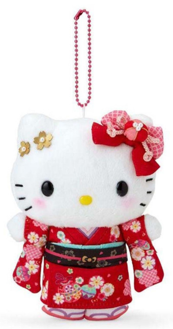 Sanrio Plush Mascot Holder with Heart Carabiner - Hello Kitty:Kimono