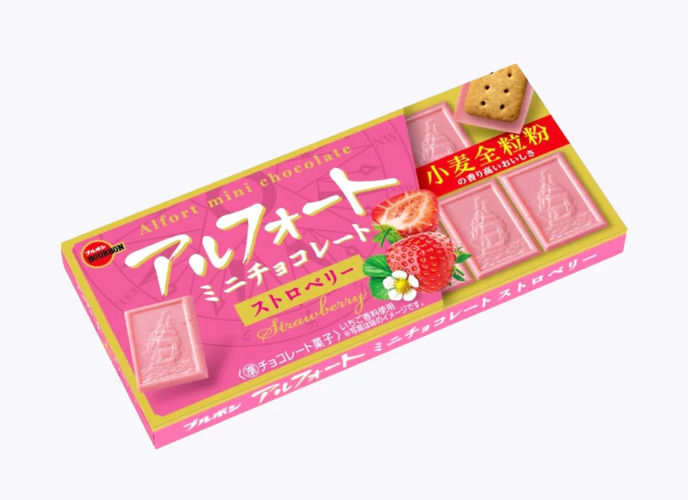 Bourbon Alfort Mini Strawberry Chocolate Biscuits 55G