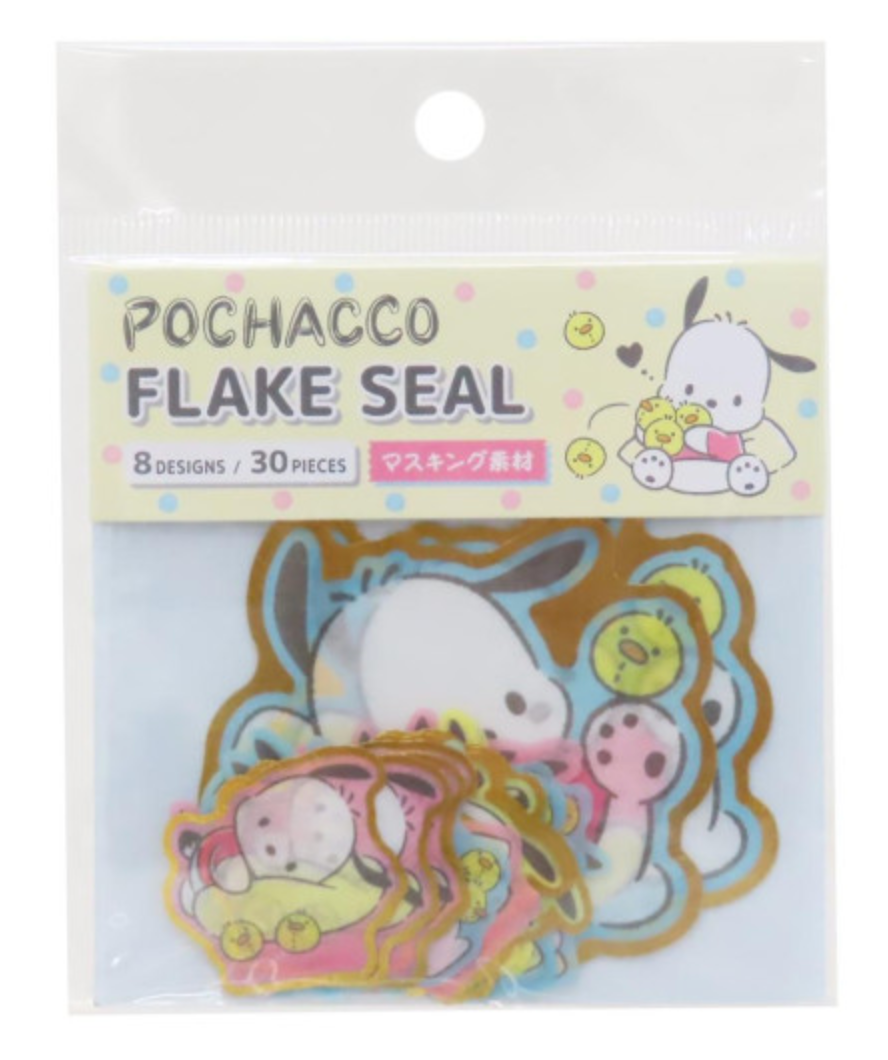 Sanrio Die-cut Flake Seal Sticker Pack - Pochacco & Chick