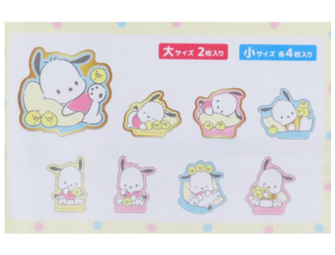 Sanrio Die-cut Flake Seal Sticker Pack - Pochacco & Chick
