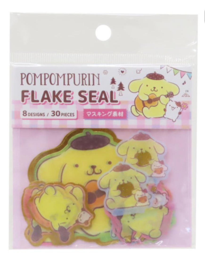 Sanrio Die-cut Flake Seal Sticker Pack - Pompompurin : Music