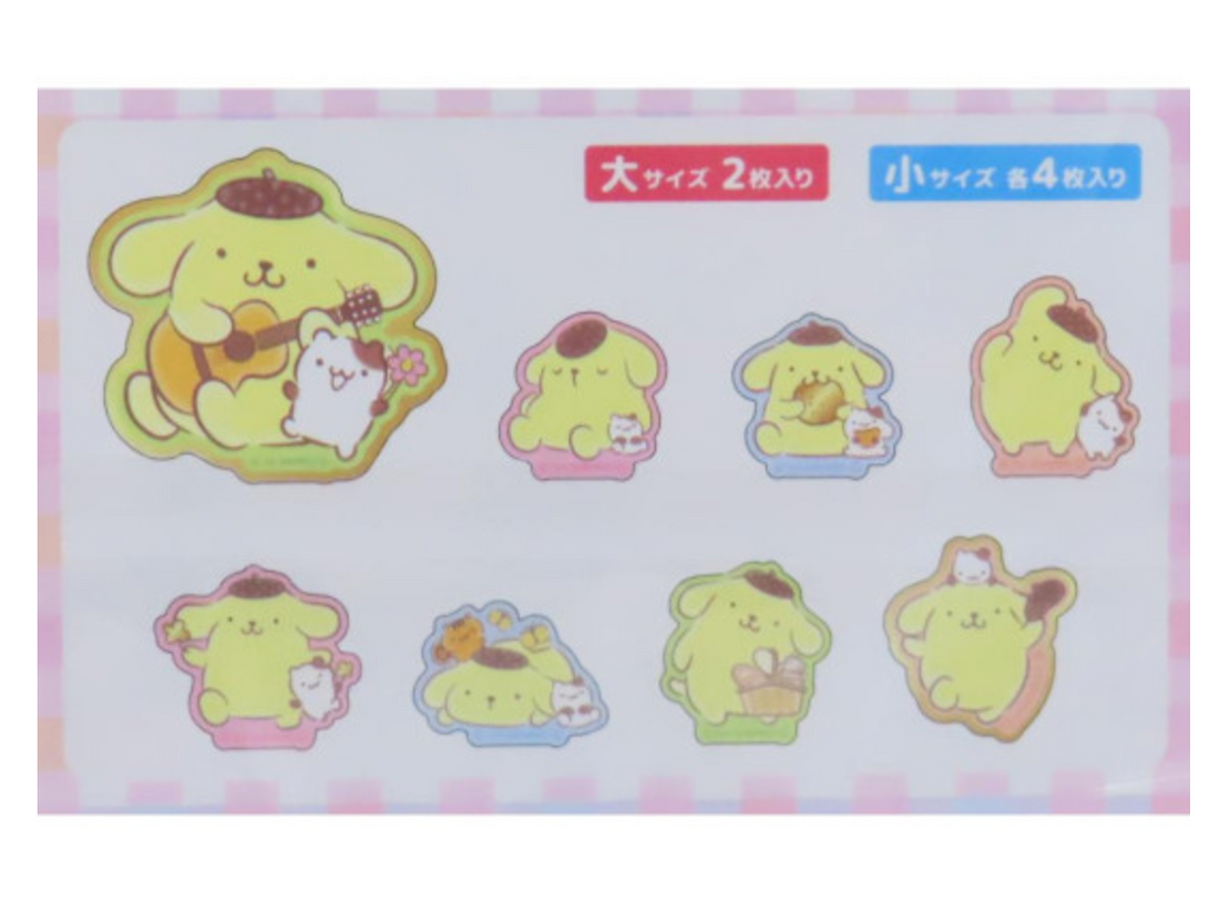 Sanrio Die-cut Flake Seal Sticker Pack - Pompompurin : Music