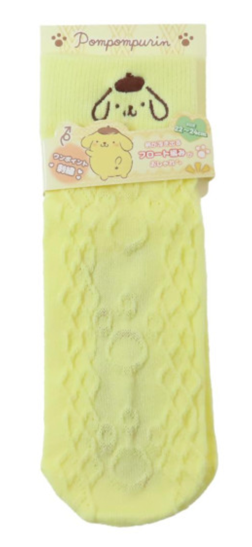 Sanrio Crew Socks - Pompompurin : Face Yellow