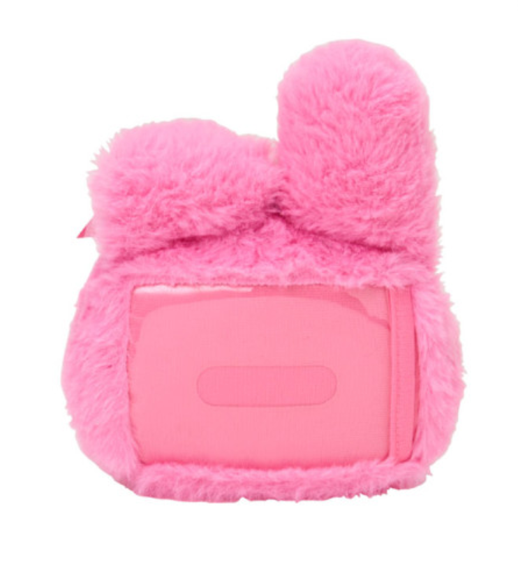 Sanrio Face Pass Case with Reel - My Melody : Black Pink Party