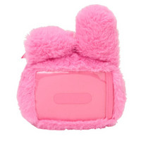 Sanrio Face Pass Case with Reel - My Melody : Black Pink Party