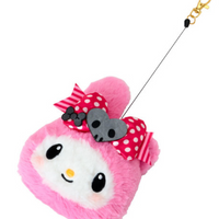 Sanrio Face Pass Case with Reel - My Melody : Black Pink Party