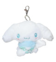 Sanrio Plush Mascot Holder with Heart Carabiner - Cinnamoroll : Fluffy Angel Mint