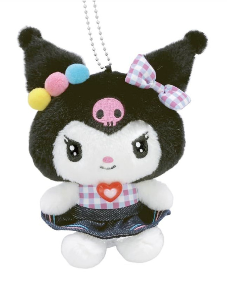 Sanrio Mascot Holder - Kuromi : Gingham Denim