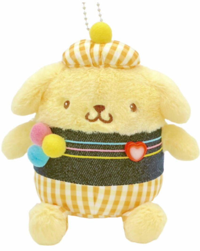 Sanrio Mascot Holder - Pompompurin: Gingham Denim