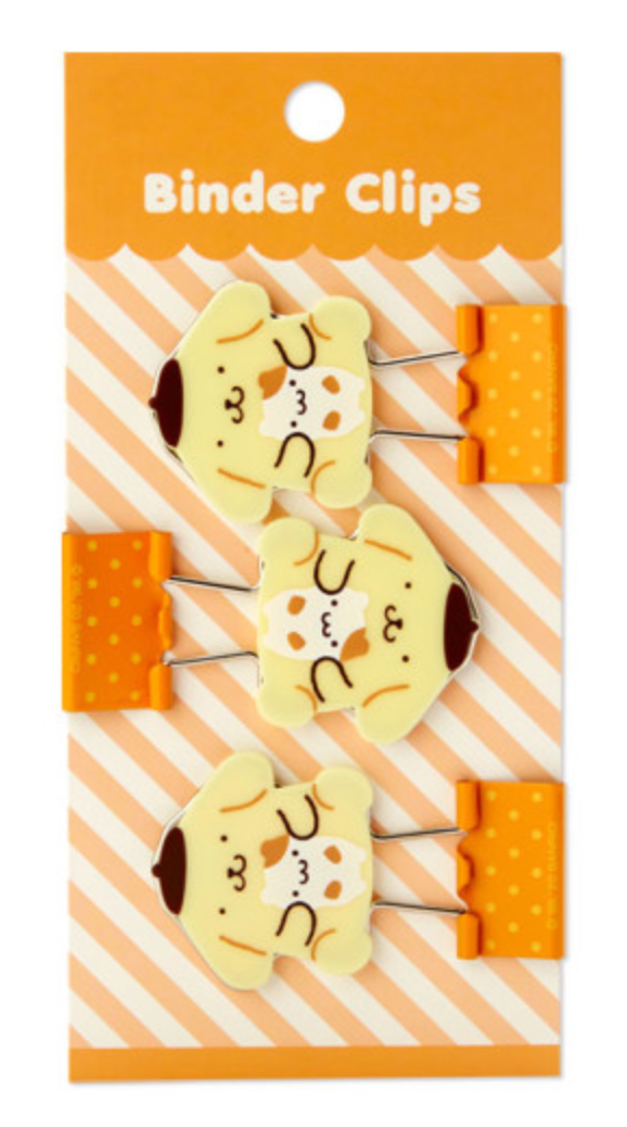 Sanrio Binder Clip 3pcs Set - Pompompurin