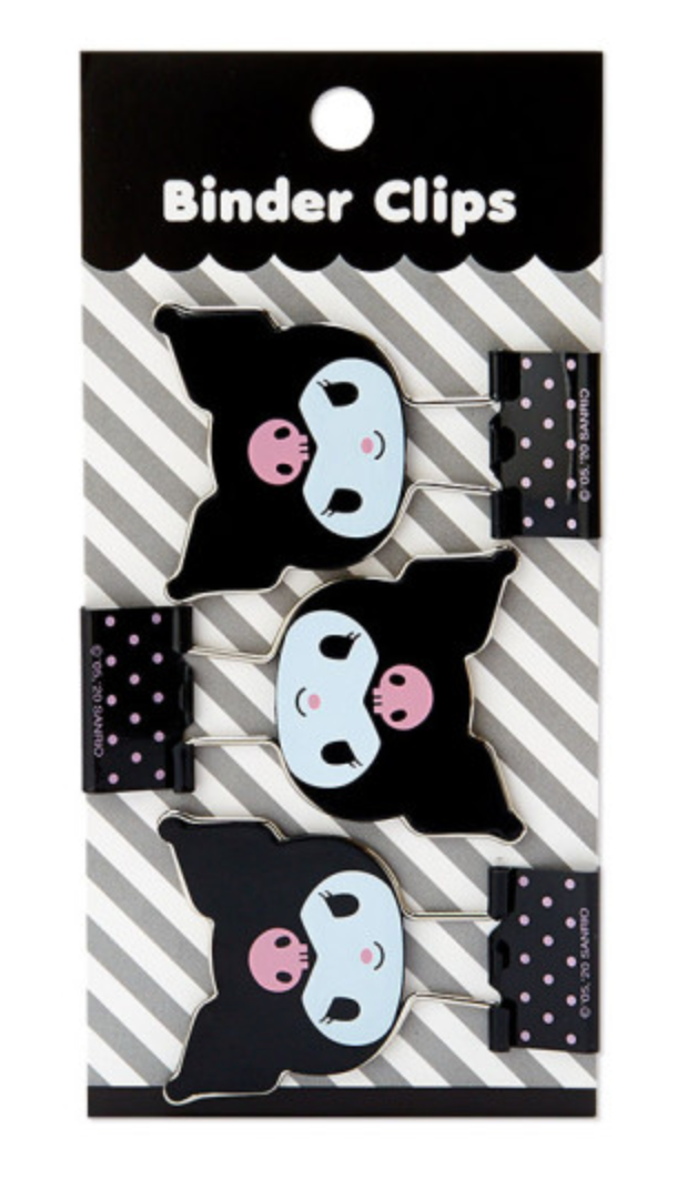 Sanrio Binder Clip 3pcs Set - Kuromi