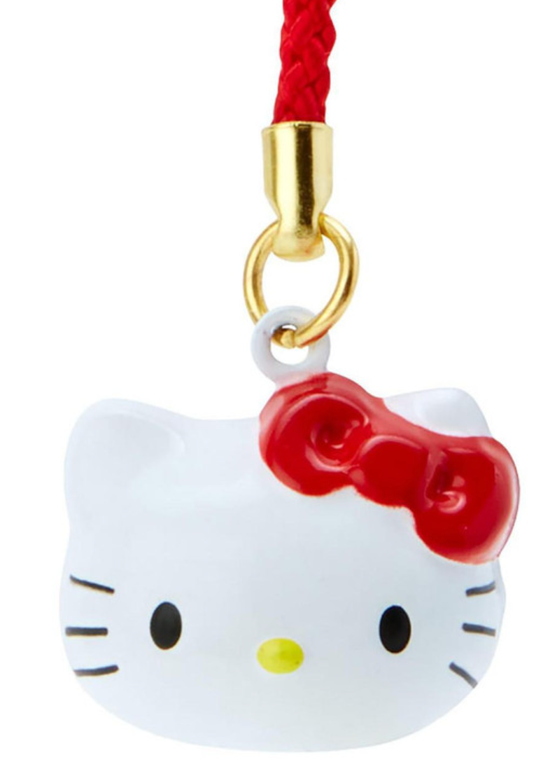 Sanrio Hello Kitty Face Shaped Bell Charm Strap Brass