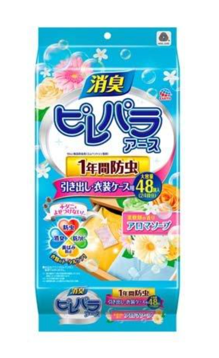 Earth Chemical Pirepara Earth for drawers and clothing cases, aroma soap scent, 1 year insect repellent, 48 pieces