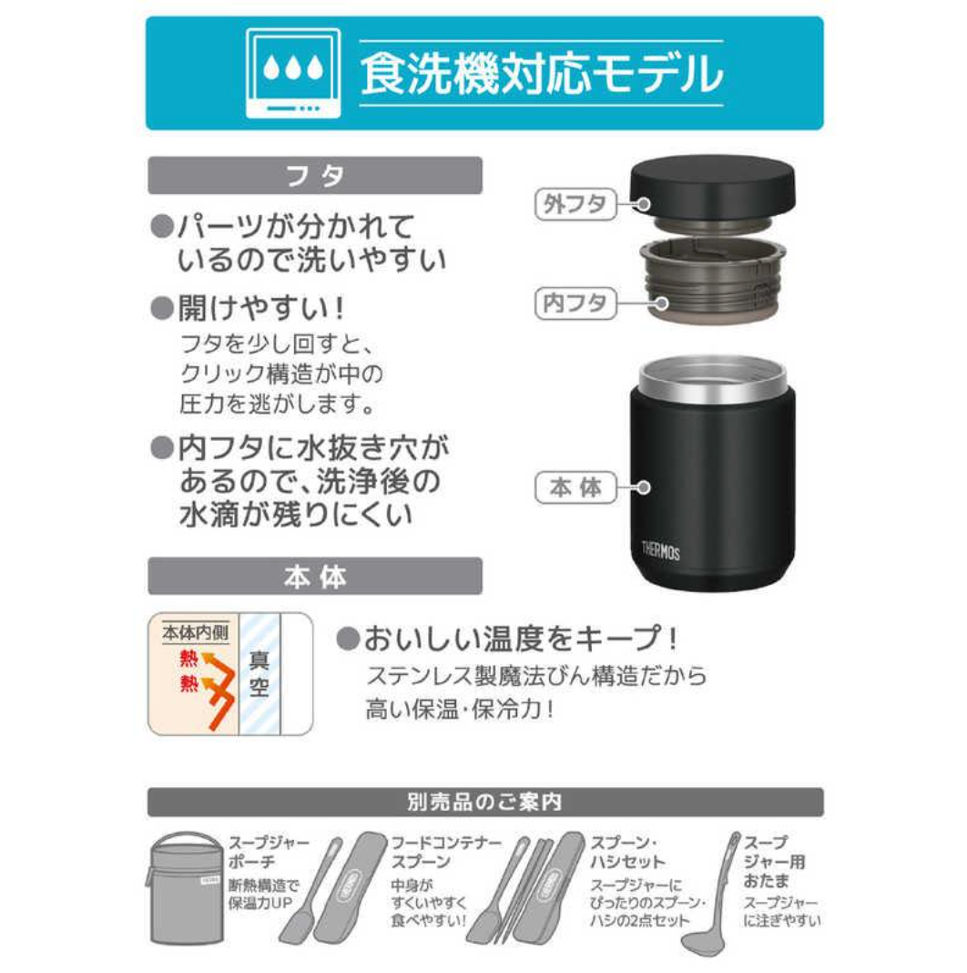 Thermos Dishwasher Safe Vacuum Insulated Soup Jar 0.5L Black