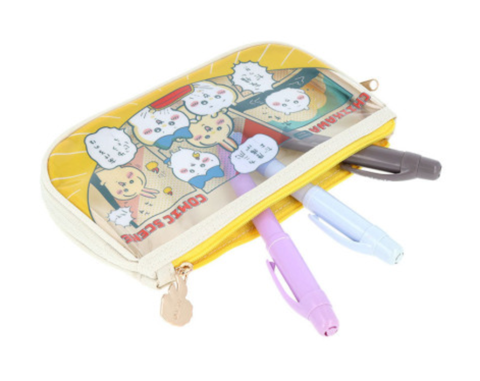 Chiikawa Clear Flat Pouch Pencil Case - Chiikawa & Hachiware & Usagi : Comic Scene Treasure