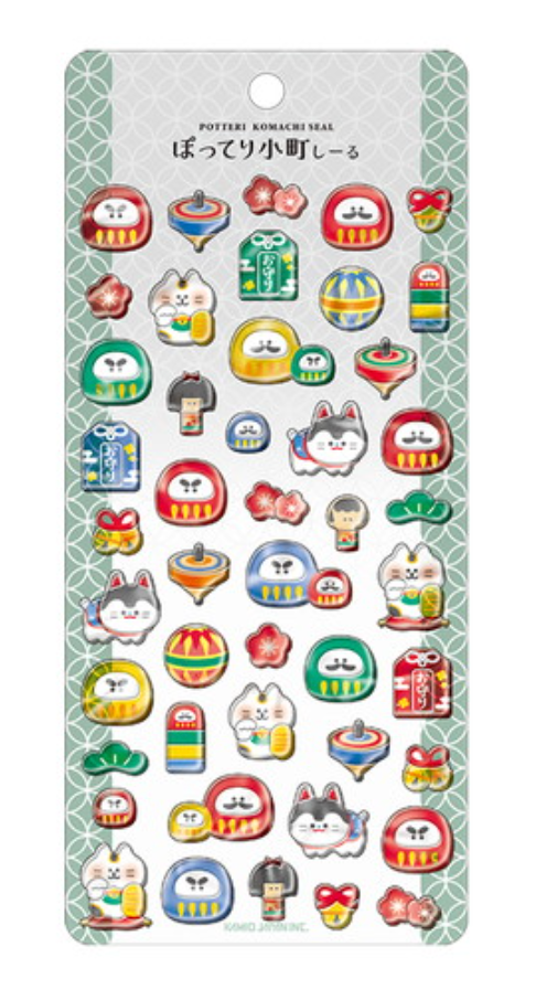 Kamio Japan Puffy Sticker Sheet – Daruma Theme