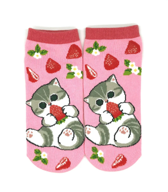 Mofusand Ankle Socks - Cat : Strawberry