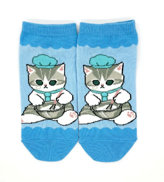 Mofusand Ankle Socks - Cat : Pastry Chef Blue