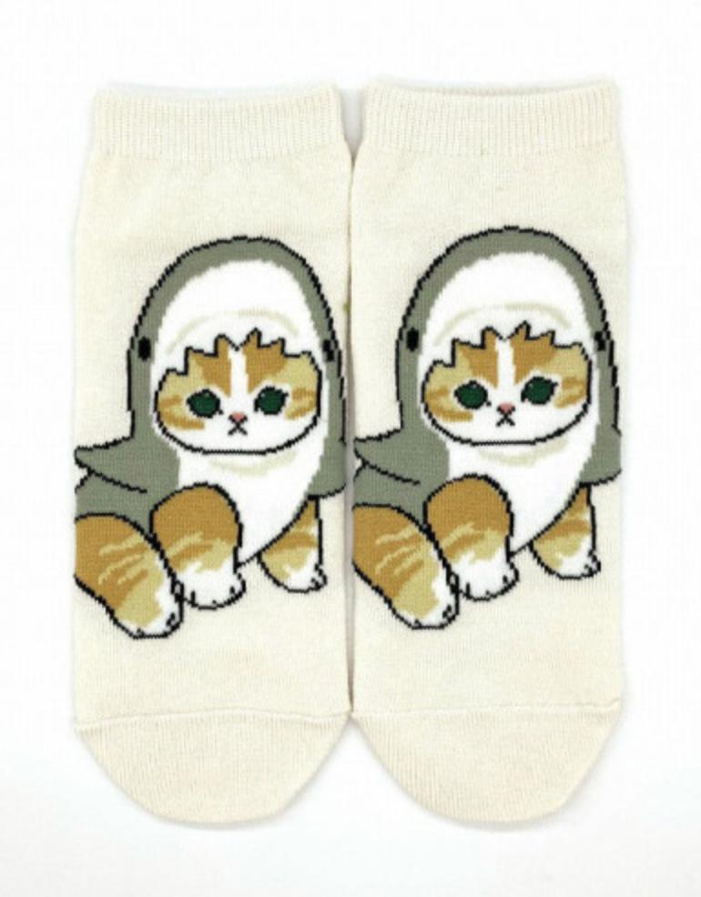 Mofusand Ankle Socks - Cat : Shark White