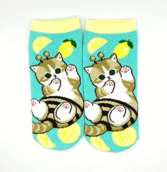Mofusand Ankle Socks - Cat : Bee Mint Lemon
