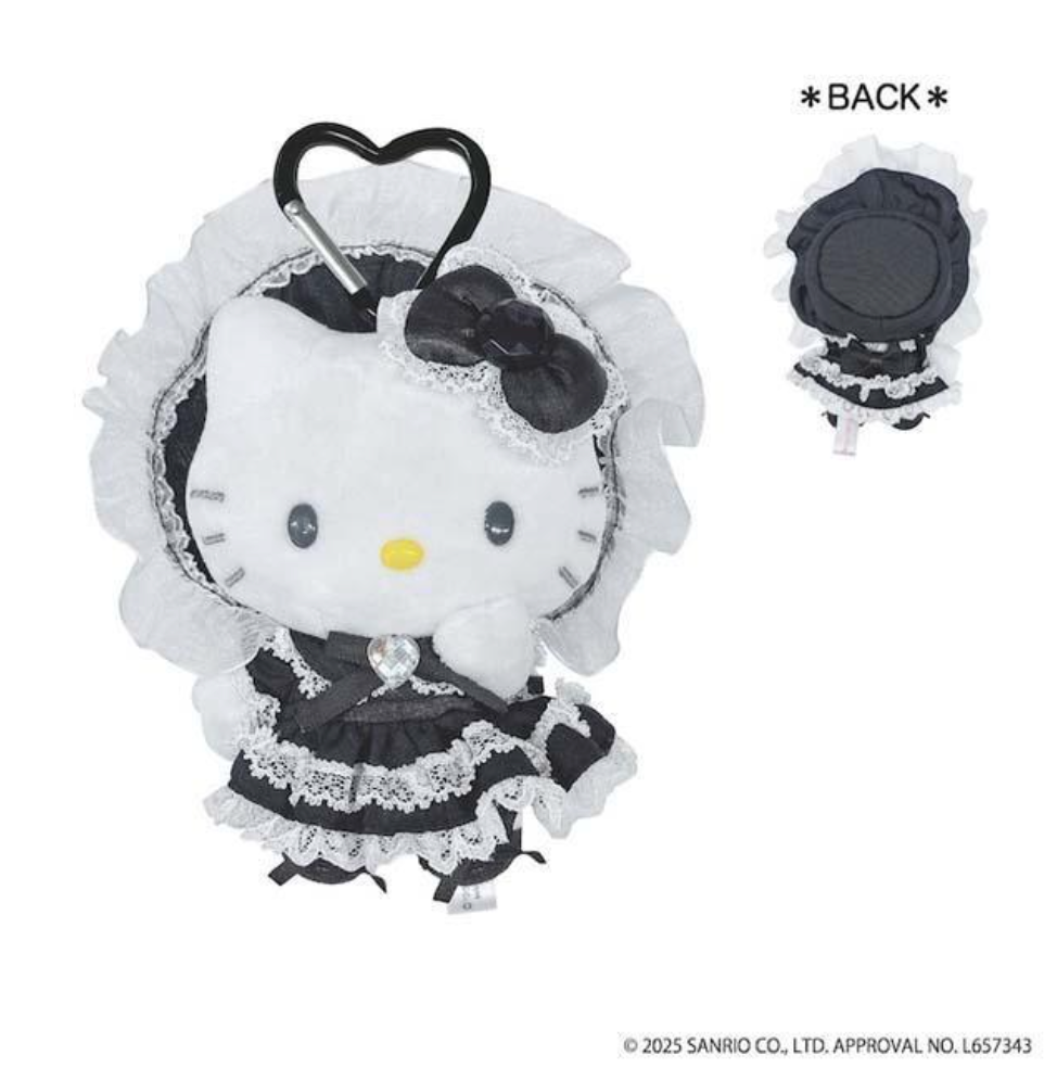 Sanrio Mascot Holder With Heart Carabiner - Hello Kitty: Lolita (Black)