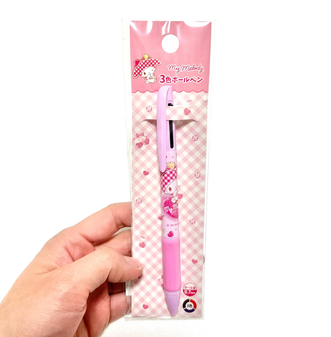 Sanrio 3 Color Multi Ball Pen - My Melody : Gingham Pink