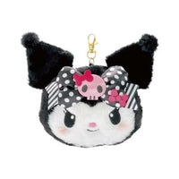 Sanrio Face Pass Case with Reel - Kuromi : Black Pink Party