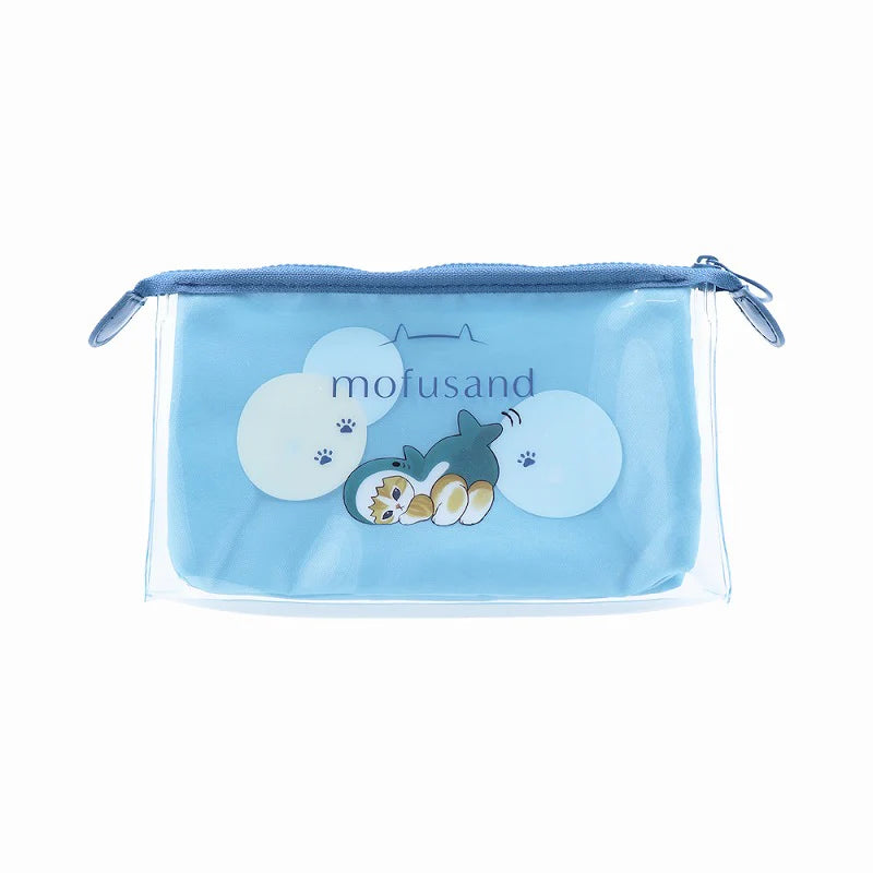 Mofusand Pen Pouch Pencil Case - Cat : Shark Blue Swim