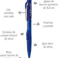 派通Twist-Erase CLICK 侧压自动铅笔 PD275TC 0.5毫米 透明蓝色