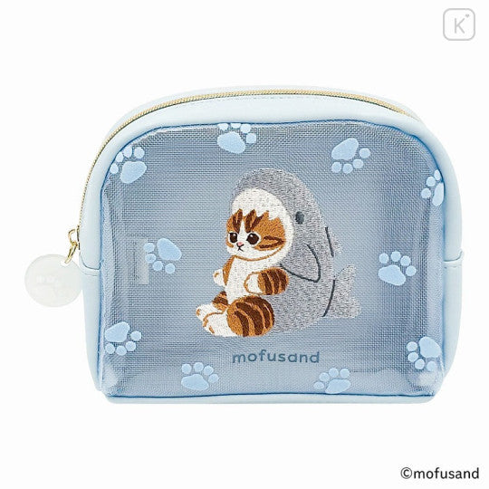 Mofusand Round Mesh Pouch - Cat : Shark Nyan Blue Paw