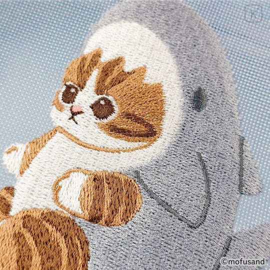 Mofusand Round Mesh Pouch - Cat : Shark Nyan Blue Paw