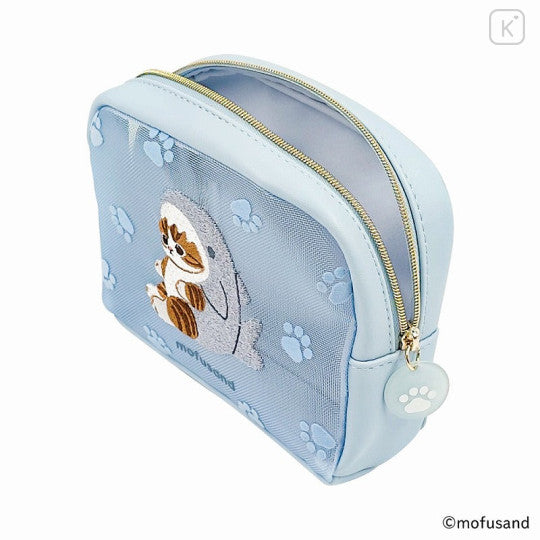 Mofusand Round Mesh Pouch - Cat : Shark Nyan Blue Paw