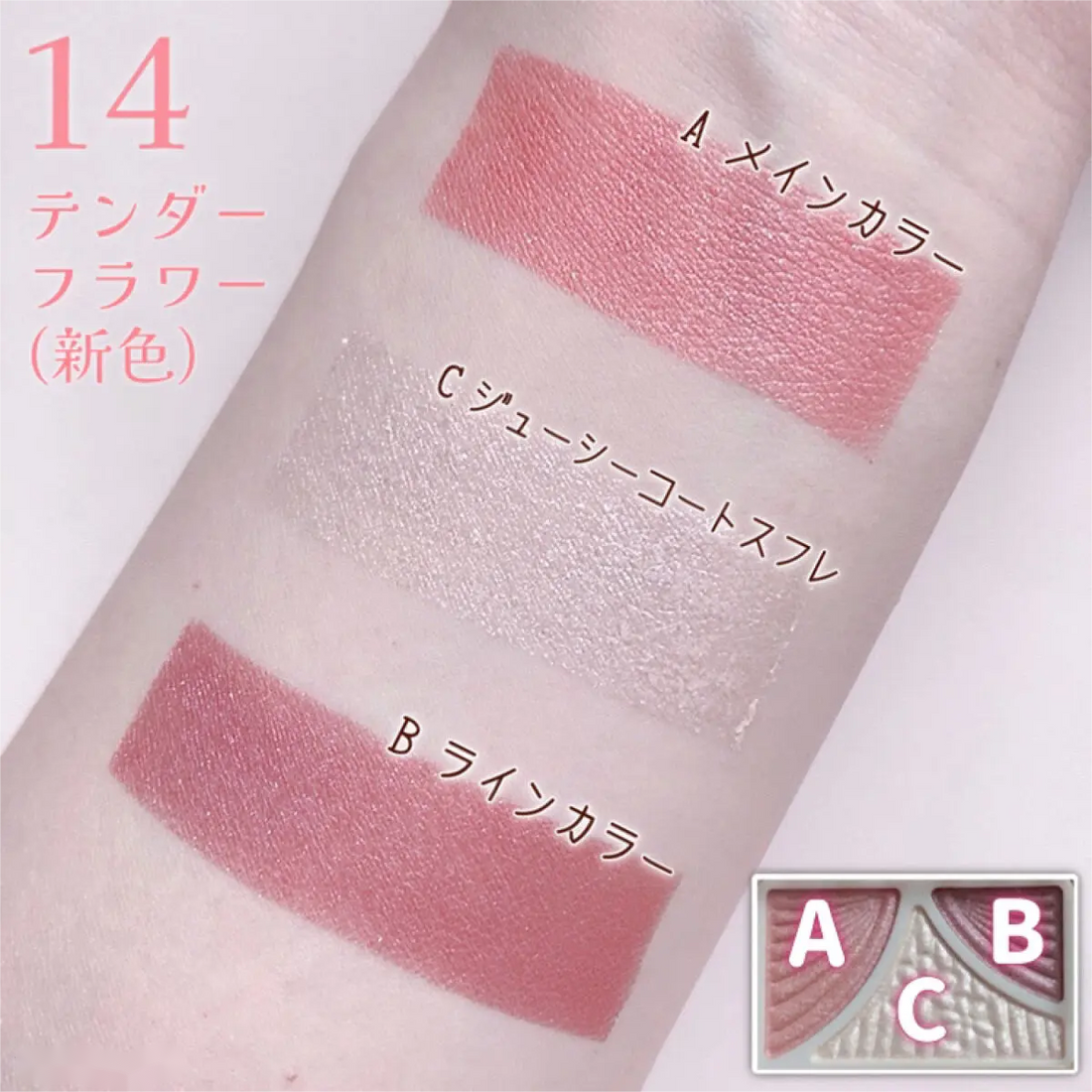 日本井田CANMAKE 晶瑩三重眼影 14 粉嫩珊瑚