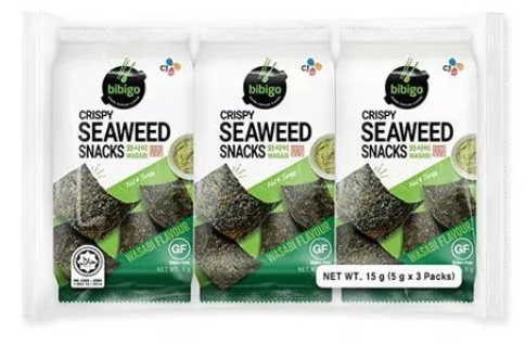 CJ Bibigo Crispy Seaweed Snacks Wasabi 5g*3