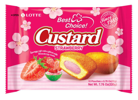 Lotte Custard Cake Strawberry 220G