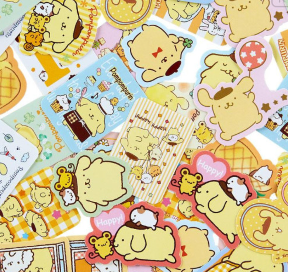 Sanrio Stickers and Case Set - Pom Pom Purin