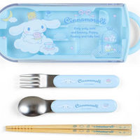 Sanrio Fork Spoon Chopsticks Tableware Set with Case - Cinnamoroll