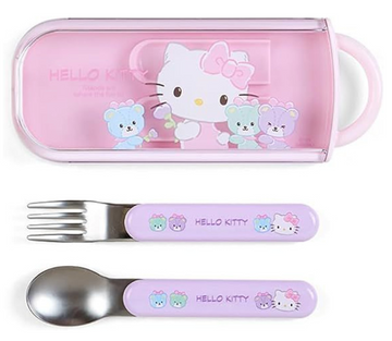 Sanrio Original Bento Lunch Cutlery Set Spoon Fork - Hello Kitty : Pink