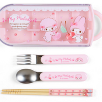 Sanrio Original Bento Lunch Cutlery Set Spoon Fork Chopstick - My Melody & My Sweet Piano