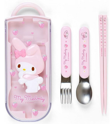 Sanrio Original Bento Lunch Cutlery Set Spoon Fork Chopstick - My Melody