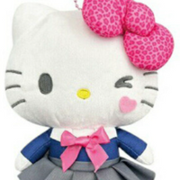 Sanrio Plush Mascot Holder with Heart Carabiner - Hello Kitty : Wink Tokimeki Heisei Kogal