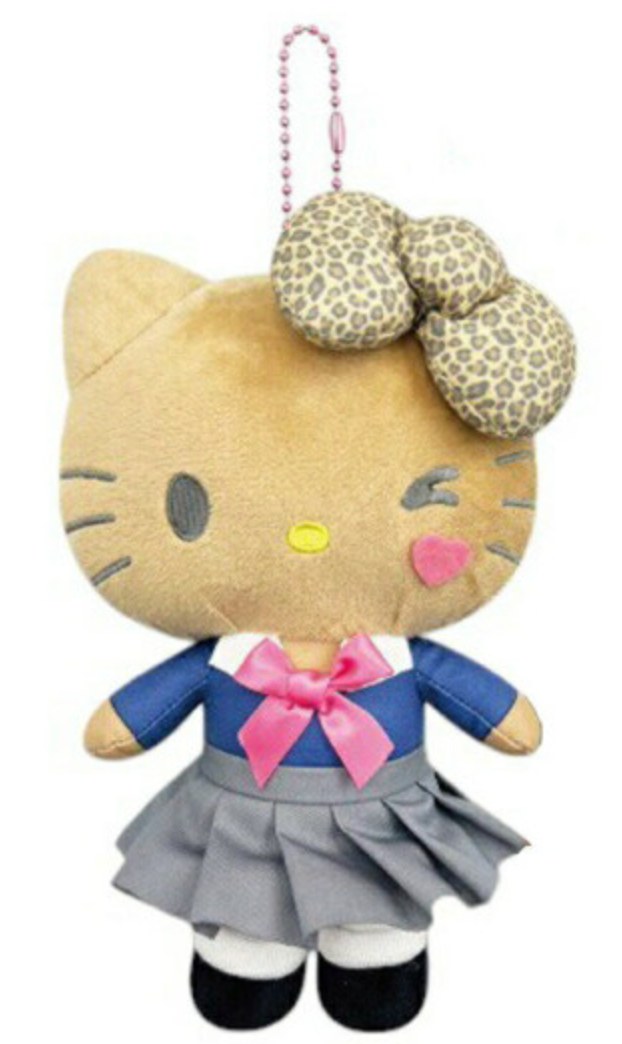 Sanrio Plush Mascot Holder with Heart Carabiner - Hello Kitty : Tan Wink Tokimeki Heisei Kogal