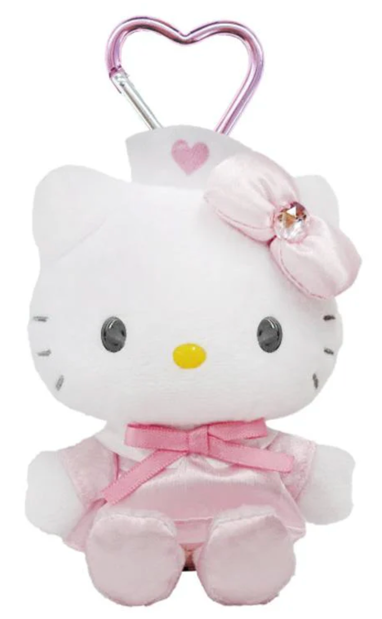 Sanrio Plush Mascot Holder with Heart Carabiner - Hello Kitty : Nurse Pink