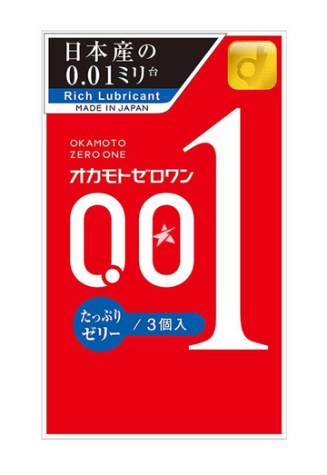 Okamoto  001 Condoms Thin Extra Lubricated Regular 3 Pieces