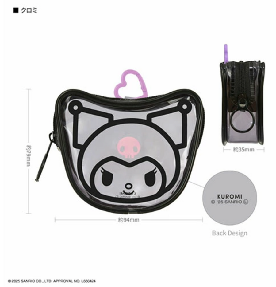 Sanrio Mascot Mini Pouch with Carabiner - Kuromi : Face