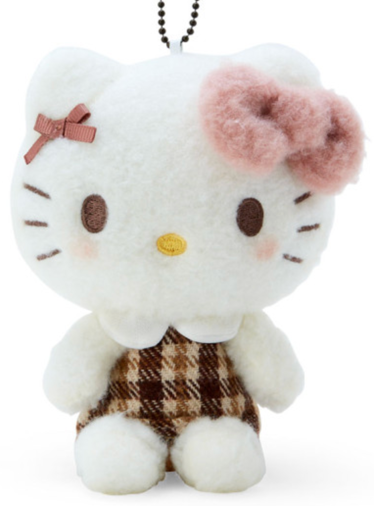 Sanrio Mascot Holder - Hello Kitty : Fluffy Mocha Plaid