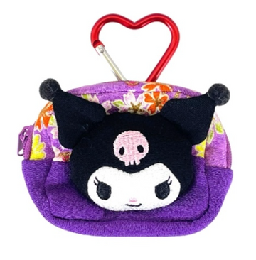 Sanrio Mini Square Pouch with Carabiner - Kuromi Face