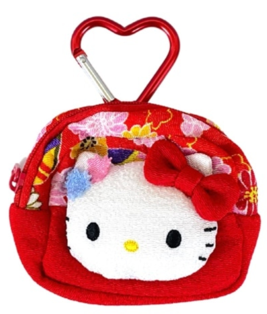 Sanrio Mini Square Pouch with Carabiner - Hello Kitty Face
