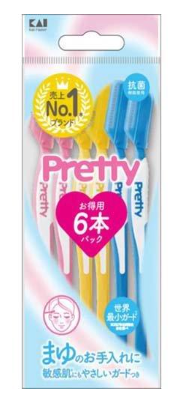 KAI Pretty Eyebrow Razor for Sensitive Skin - Pack of 6